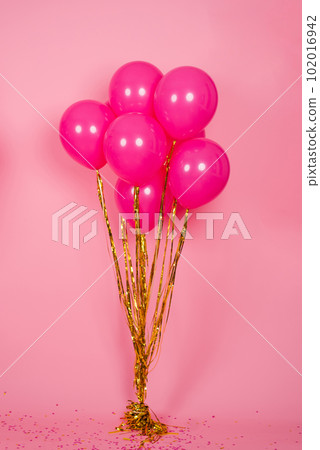 Fuchsia pink balloons with gold threads for birthday party, mom's day, valentine's day 102016942