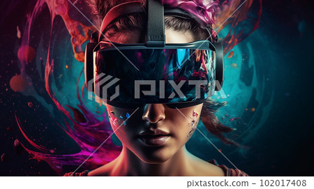 VR, metaverse, virtual space, virtual reality, woman doing virtual reality (Generative AI) VR, metaverse, virtual space, virtual reality, woman doing virtual reality (Generative AI) 102017408