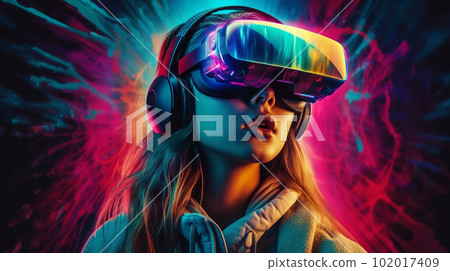 VR, metaverse, virtual space, virtual reality, woman doing virtual reality (Generative AI) VR, metaverse, virtual space, virtual reality, woman doing virtual reality (Generative AI) 102017409