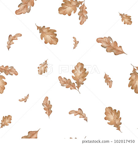 Autumn oak leaves seamless pattern on white... - Stock Illustration ...