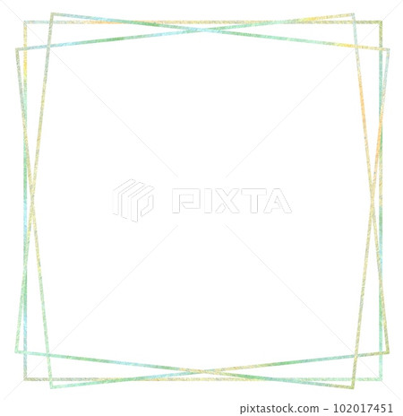 Watercolor green geometric frame. Hand drawn illustration. for postcards, Wedding invitation, template, greetings, thank you cards, sale posters, coupons 102017451