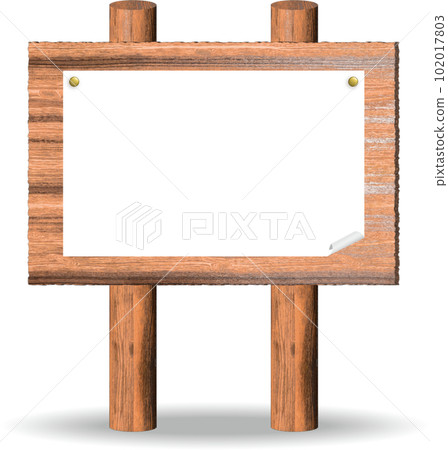 Wooden notice board with paper 102017803