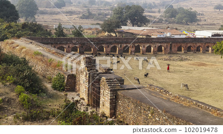 INDIA, BIHAR, January 2023, Protection Wall and Campus view of Rohtas Fort.. INDIA, BIHAR, January 2023, Protection Wall and Campus view of Rohtas Fort.. 102019478