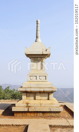 View of Sutra Stupa Near Vishwa Shanti Stupa, Rajgir, Nalanda, Bihar.. 102019517