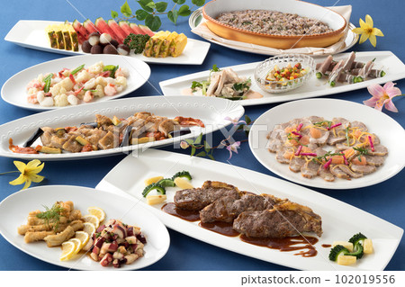 宴會菜，自助餐，自助餐，聚會，拼盤，餐桌菜 102019556