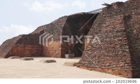 View of Chaityas in the Complex of Nalanda University, Rajgir, Nalanda, Bihar 102019686
