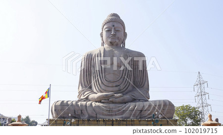 Statue of Lord Budhha in Meditation Pose, 80 feet Statue With 10 Disciples, Bodh Gaya, Bihar.. 102019715