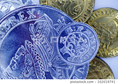 background from very old czech coins 102019741