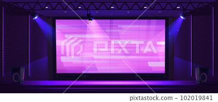 TV show studio with stage, screen and spotlights 102019841