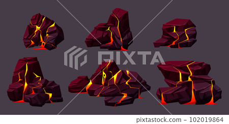 Volcano rocks texture with lava in cracks Volcano rocks texture with lava in cracks 102019864