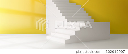 3d vector room with stairs, yellow wall background 3d vector room with stairs, yellow wall background 102019907