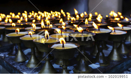 Bunch of Lamps in the Dungeshwari Temple, Bodh Gaya, Bihar 102019951