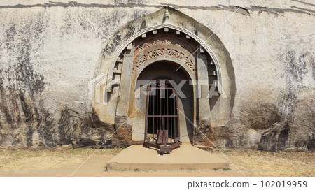 Beautiful carving entrance of Barabar Caves, Jahanabad, Bihar 102019959