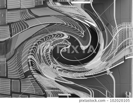 CG 圖像渦流處理網格金屬鋼技術建築外觀 102020105