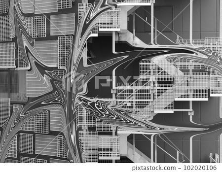 CG image marbling mesh metallic steel technology architecture building exterior 102020106