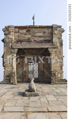 Rear view of Chaurasan Shiv Temple, Built in 13th Century by Hindu king, Rohtasgarh Fort, Bihar .. 102020191