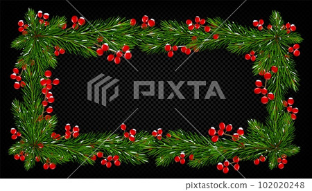 Holiday frame of Christmas tree branches Holiday frame of Christmas tree branches 102020248