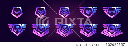 Military game insignia rank badge cartoon vector 102020267