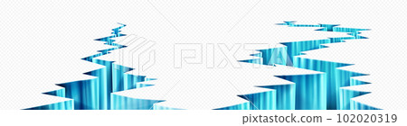 Frozen crack ice, broken glacier surface 3d effect Frozen crack ice, broken glacier surface 3d effect 102020319