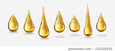 Gold honey drop, isolated olive oil droplet vector 102020350