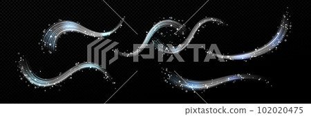 Realistic set of winter air swirls with snowflakes 102020475