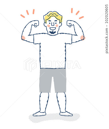 做肌肉姿勢的有鬍子的人 102020605