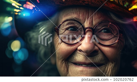 Happy elderly American woman celebrates US Independence Day created with generative AI technology. High quality illustration Happy elderly American woman celebrates US Independence Day created with generative AI technology. High quality illustration 102020762