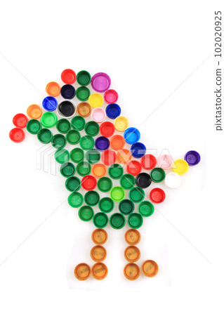 color bird from plastic caps 102020925
