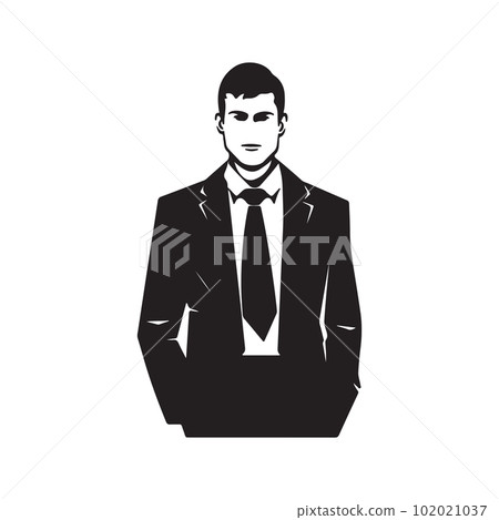 person with suit and tie, vector concept digital art ,hand drawn illustration 102021037