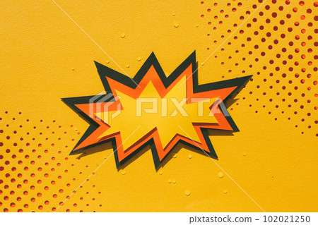 Handmade paper cutout pop art comic background. Cartoon flat style. 102021250