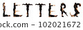 Black dressed people forming LETTERS word over white 102021672