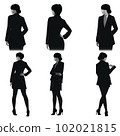 Full-body and half-body career woman silhouette set of young female president standing 102021815