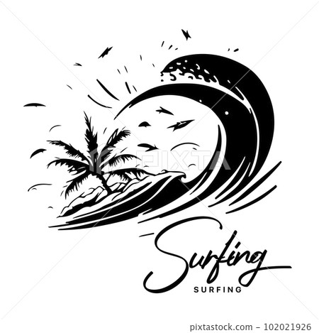 Surfing Logo Design. Surfer And Wave. Vector Illustration. Surfing Logo Design. Surfer And Wave. Vector Illustration. 102021926