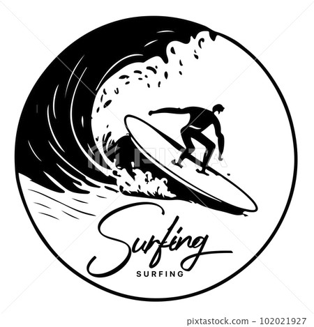 Surfing Logo Design. Surfer And Wave. Vector Illustration. 102021927