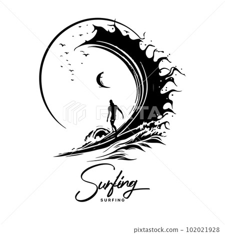 Surfing Logo Design. Surfer And Wave. Vector Illustration. Surfing Logo Design. Surfer And Wave. Vector Illustration. 102021928
