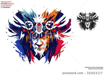 Indian chief mascot. Esport emblem logo design. Fully editable colored vector illustration. Good for print or logo design. 102023117