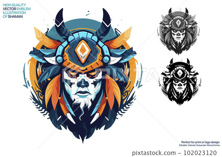 Indian chief mascot. Esport emblem logo design. Fully editable colored vector illustration. Good for print or logo design. 102023120