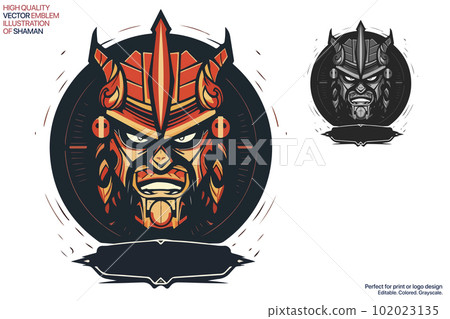Indian chief mascot. Esport emblem logo design. Fully editable colored vector illustration. Good for print or logo design. Indian chief mascot. Esport emblem logo design. Fully editable colored vector illustration. Good for print or logo design. 102023135