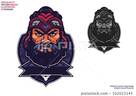 Indian chief mascot. Esport emblem logo design. Fully editable colored vector illustration. Good for print or logo design. 102023145