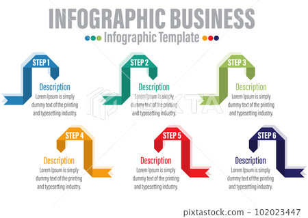 Vector illustration, infographics design, template, marketing, information, with 6 Steps or Six options or steps Vector illustration, infographics design, template, marketing, information, with 6 Steps or Six options or steps 102023447