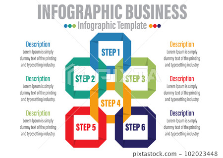Infographic design template with numbers Six 6 option or six 6 Steps can be used for workflow layout, diagram, number step up options. Infographic design template with numbers Six 6 option or six 6 Steps can be used for workflow layout, diagram, number step up options. 102023448