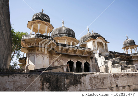 Exteriors of an old chhatri, located in Mandawa, Shekhawati, Rajasthan, India 102023477