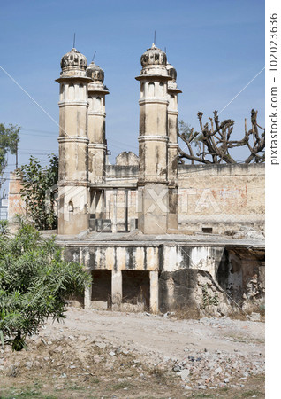 Old water well near Ganga Mata Mandir, built around 200 years ago by Seth Podars of Ramgarh, Ramgarh, Shekhawati, Rajasthan, India Old water well near Ganga Mata Mandir, built around 200 years ago by Seth Podars of Ramgarh, Ramgarh, Shekhawati, Rajasthan, India 102023636