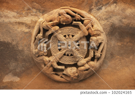 Carved idols on the inner pillar of Harshnath Temple, an ancient Hindu temple dedicated to Lord Shiva, situated on the top of a hill at Harsh Ki Pahadi, dated 973 CE, Sikar, Rajasthan, India Carved idols on the inner pillar of Harshnath Temple, an ancient Hindu temple dedicated to Lord Shiva, situated on the top of a hill at Harsh Ki Pahadi, dated 973 CE, Sikar, Rajasthan, India 102024165
