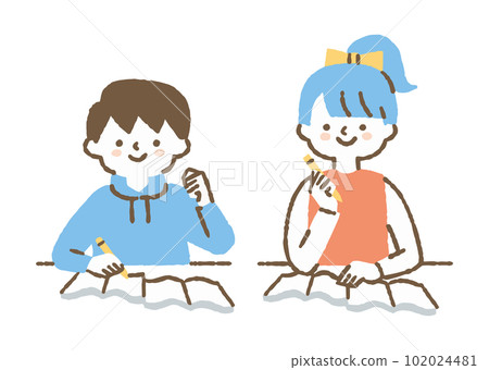 Siblings studying together_color Siblings studying together_color 102024481