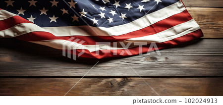 United States Flag On Rustic Wooden Background. created with Generative AI 102024913