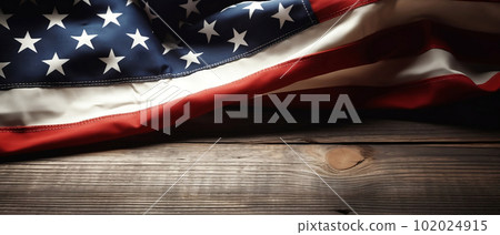 United States Flag On Rustic Wooden Background. created with Generative AI 102024915