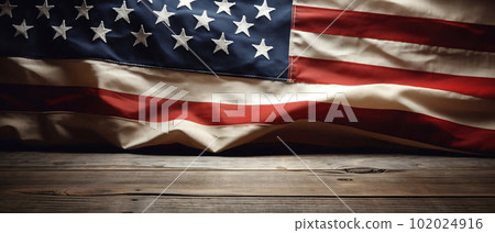United States Flag On Rustic Wooden Background. created with Generative AI 102024916