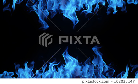 Blue Flames Fiery Beauty on a Black Background. created with Generative AI 102025147