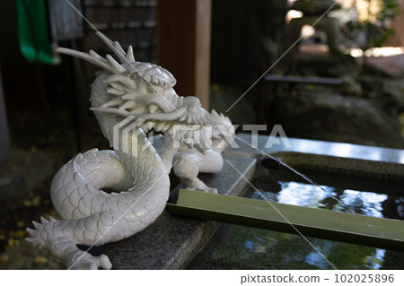 A dragon sculpture installed in the chozuya at Tanashi Shrine A dragon sculpture installed in the chozuya at Tanashi Shrine 102025896